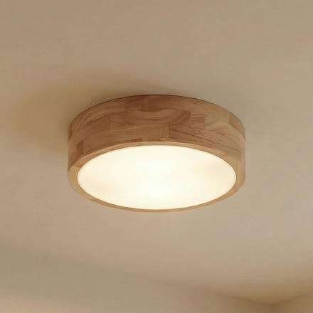 Lindby - plafondlamp hout - 2lichts - rubberhout, kunststof - H: 8 cm - E27 - licht hout, wit