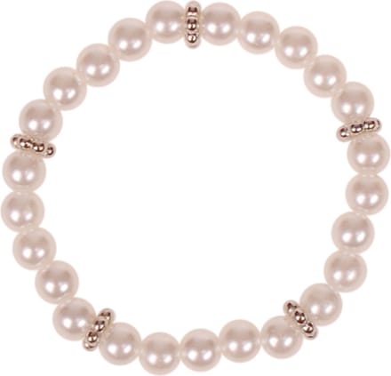 Kinderarmbandje - Ivoorkleur - Imitatiepareltjes 6mm - Spacers - Elastisch