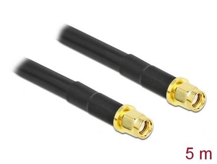 Delock WiFi-antenne Aansluitkabel [1x RPSMA-stekker - 1x RPSMA-stekker] 5 m Zwart