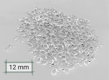 15 x Karabijnsluiting - 12 mm - zilverkleur, nikkelvrij