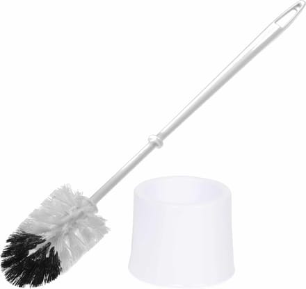 Wc borstel/toiletborstel met standaard/houder rond van wit kunststof