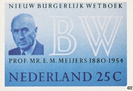 Briefkaart met afbeelding Prof. Mr. E.M. Mijers 1880-1954 postzegel