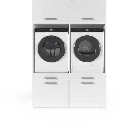 Wasophoogte® Wasmachine Kast Budapest - Wasmachine verhoger - Wasmachine ombouw - 700(D)*1330(B)*1990(H) mm - Wit