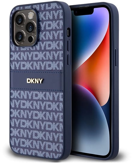 DKNY Textured Tonal Stripe Back Case - Geschikt voor Apple iPhone 14 Pro (6.1") - Blauw