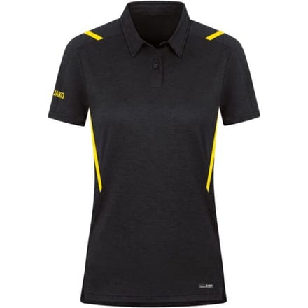 Jako Challenge Polo Dames - Zwart Gemeleerd / Citroen | Maat: 42