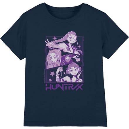 K-Pop Demon Hunters Kinderen Huntr/X Panel T-Shirt (Navy)