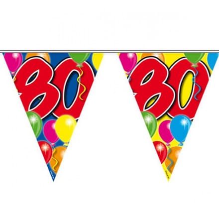 Vlaggenlijn 80 jaar - 3x - 10 meter - plastic - 80e verjaardag slinger - vlaggetjes - leeftijd versiering