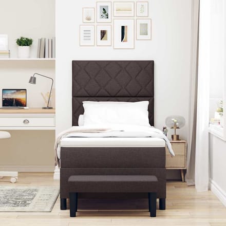 vidaXL - Boxspring - bed - met - hoofdeinde - Donkerbruin - 100 - x - 200 - cm - Stof