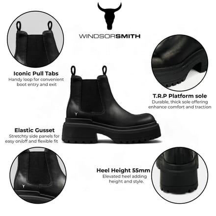 Windsor Smith Zwarte Chunky Leren Chelsea Boots - Dopamine