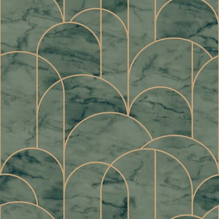 Boråstapeter Vliesbehang 4751 - Graphic - Art Deco Groen - 53cm x 10.05m