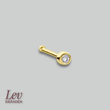 Lev Sieraden - 14 karaat goude neusknopje - piercing - Zirkonia steen - kogel piercing