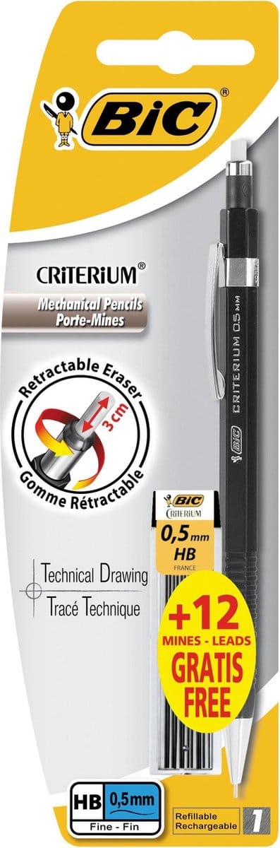 BIC - Vulpotlood Criterium - 0,5 mm - Blister met 1 stuk - 12 vullingen