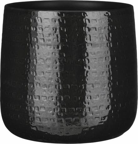 Mica Decorations Plantenpot - zwart - D32 x H30 cm - keramiek - bloempot