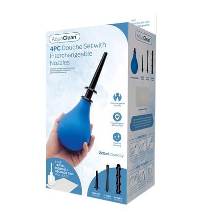 AquaClean 4 Pcs Douche met Interchangeable Nozzle 220ml - Blauw - 22.9 cm