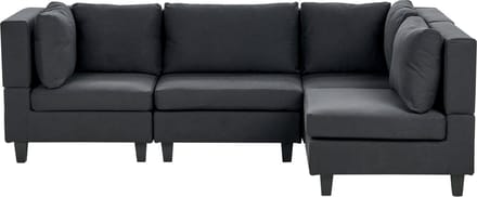 UNSTAD - 4-zitsbank modulair - Zwart - Linkszijdig - Polyester