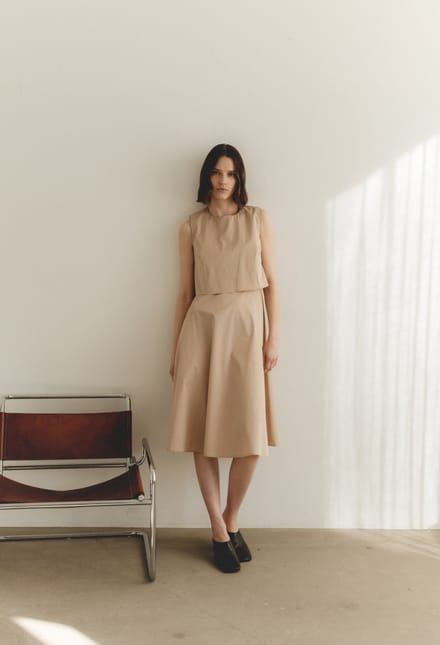 Poplin mid dress 36924 | Sabbia - Sabbia / S