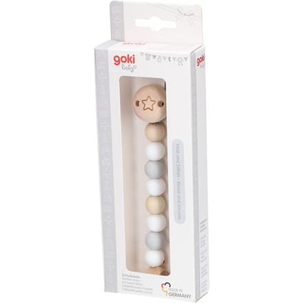 GOKI Fopspeenketting - Ster Grijs/Wit - L21cm - Hout
