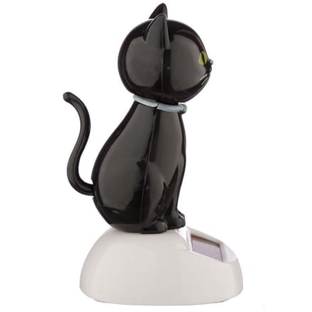 Solar poes kat zwart. De kat beweegt bij zonlicht en kunstlicht.