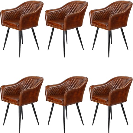 Leren fauteuil bruin – armstoel van echt leer - Eetkamerstoel