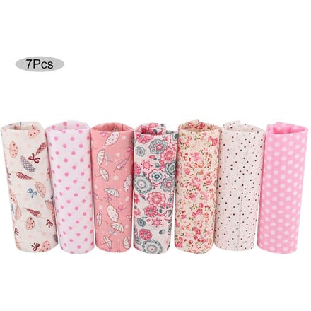 7 stuks Roze Bloemen Katoen Stof Vierkanten Quilten Naaien Voorgesneden DIY voor Handwerk Patchwork(L) white