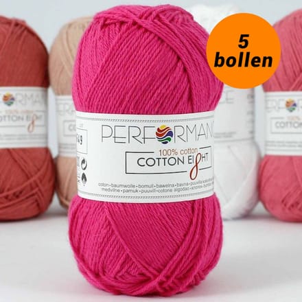 Cotton eight haakkatoen hard roze (1230) - 5 bollen van 1 kleur