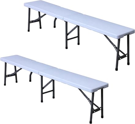 Vouwbank Set - Draagbare Zitjes - Buitenfeesten - Compact Vouwbaar - 43 cm - Wit