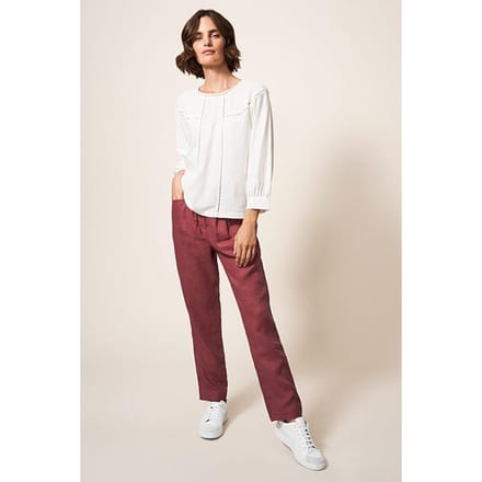 White Stuff Rowena Linen Trouser Dark Plum Größe: 14 REGULAR | Straight Jeans Outlet | Damen | Weiß
