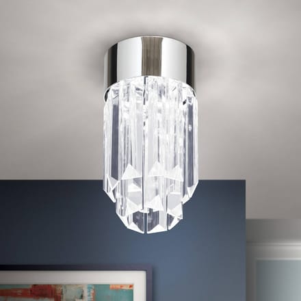 ORION LED plafondlamp Prism, kristalglas, Ø10cm chroom