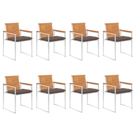 vidaXL - Tuinstoelen - 8 - st - met - kussens - massief - acaciahout