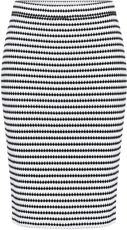 Studio Untold - Dames - Midi-rok van Jersey slim fit structuurstrepen - Off-white - Maat 42+