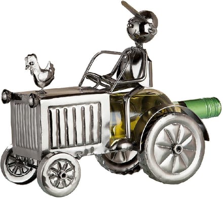 Flessenhouder Tractor - metaal wijnfleshouder 15x27x26 cm boer op tractor