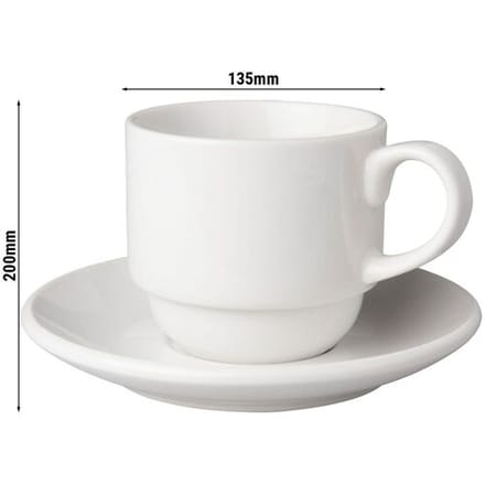 GGM Gastro (24 Stück) BUDGETLINE - Kaffeetassen + Untertassen Mammoet - 200ml - Weiß Wit