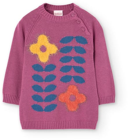 Boboli Knitwear Lang Mouw Jurk Roze 12 Months Meisje