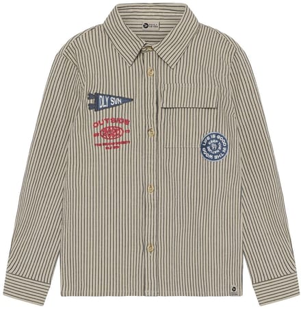 Daily7 - Shirt Longsleeve Small Stripe - Egret - Maat 80