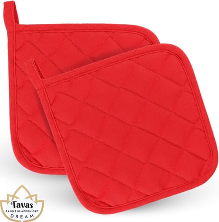 DREAM Pannenlappen - 2 Stuks - Rood - Katoen - Hittebestendige Pannenlap tot 250°C
