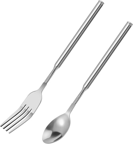 Allecto - Uitschuifbare bestekset - Telescopisch - RVS - Uitrekbaar - 22 cm tot 65.5 cm - Diner - Fruit - Dessert