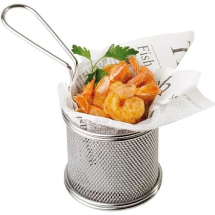GGM Gastro (6 Stück) Servier Frittierkorb - SNACKHOLDER - Edelstahl - Ø 90mm - Silber