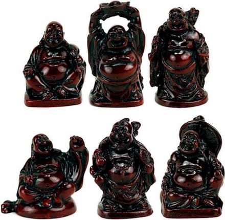 Boeddha's rood SET van 2 minibeeldjes - 5 cm (2 stuks) - M