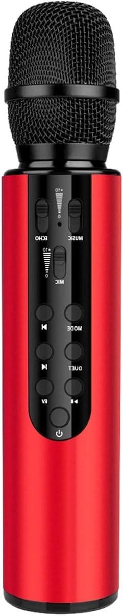 Karaoke Microfoon - Draagbare Luidspreker - Muziek Zingen - Geïntegreerde Luidspreker - 26 x 8 x 8 cm - Rood