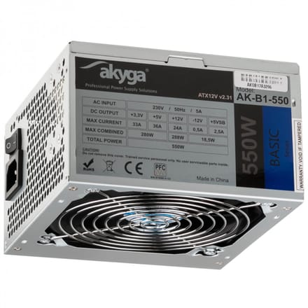 Akyga Atx-Voeding 550W Ak-B1-550 Voor Pc Met 3 Sata-Ventilatoren En 12 Cm Pci-E-Component
