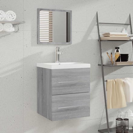 vidaXL - Badkamerkast - met - spiegel - 41x38,5x48 - grijs - sonoma - eikenkleurig
