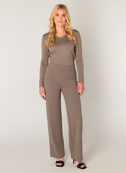 BASE LEVEL Yarah Broek - Dark Taupe - maat W44 / L30