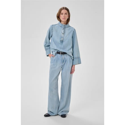 My Essential Wardrobe Hilmamw 171 Boxy Blouse Dames - Jurken - Lichtblauw - Maat 36