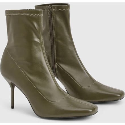 boohoo Dames Sok stretch stiletto laars | Olive | Maat: 3