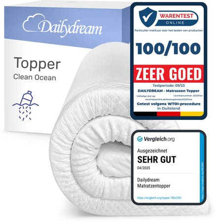 Dailydream Matrastopper 100x200 cm – Traagschuim – Zacht ligcomfort – 5 cm – Clean Ocean M – Topper