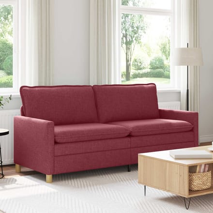 vidaXL - Bank - 3-zits - Wijnrood - 196 - x - 81 - x - 87,5 - cm - Stof