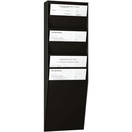 Paperflow wandfolderhouder A4 hoog 6 vakken, zwart