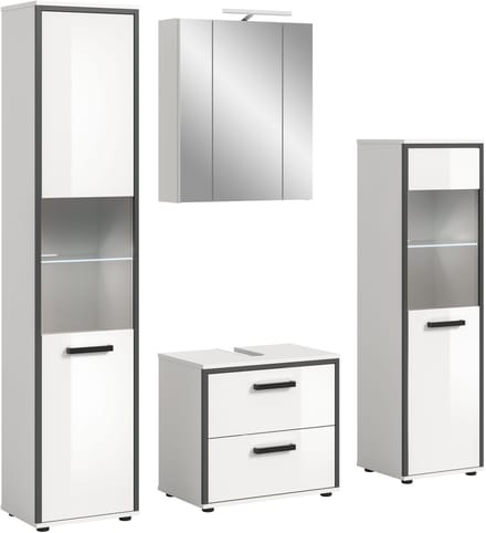 Kojak badkamer incl. verlichting 171cm wit, hoogglans wit.