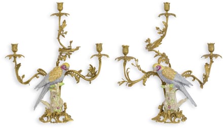 Kandelaar - Papegaai brons - set van 2 - 65 cm hoog