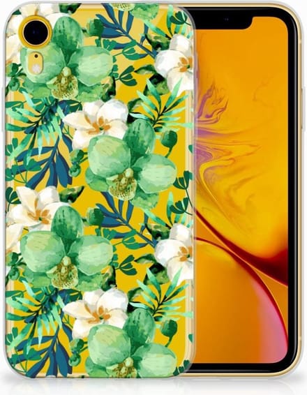 Apple iPhone Xr TPU Case Orchidee Groen